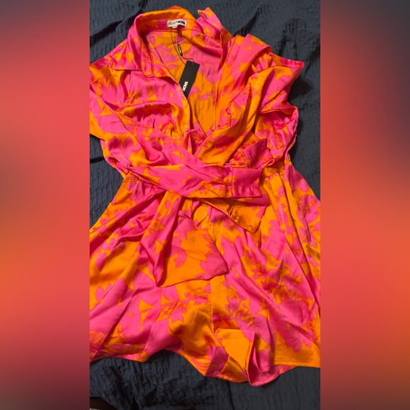 Fashion Nova Pink and Orange Floral Jumpsuit - Picture 4 of 4